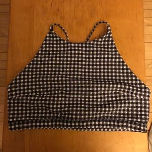 J Crew seersucker casual sports bra